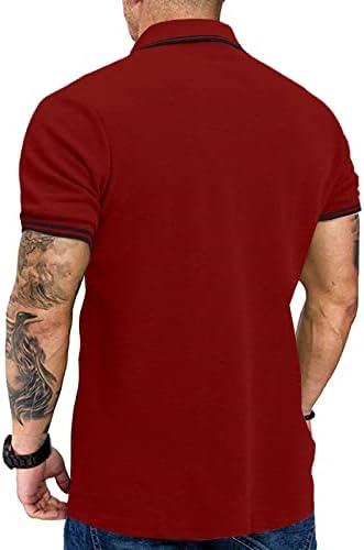 Рела Бота Менс Поло кошули на отворено тренингот мускулен голф атлетски обичен шарени маици со краток ракав тенок фит патент