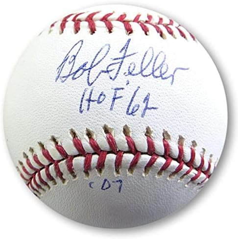 Боб Фелер потпиша автограмиран бејзбол Индијанци „HOF 62“ испишано JSA AI97761 - Автограмски бејзбол