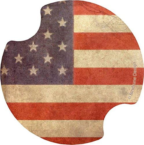 Жеден Камен Целосно Американско Знаме Автомобил Чаша Подножје, 2-Пакет