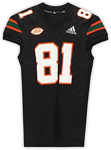 Мајами урагани - користена игра 81 Црниот дрес од сезоните во НЦАА 2017-2018 година - Голема големина - игра на колеџ користени