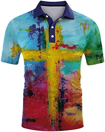 HDDK машки поло маици со кратки ракави улица Исус крст за голф врвови лето летово предно копче за тениска кошула