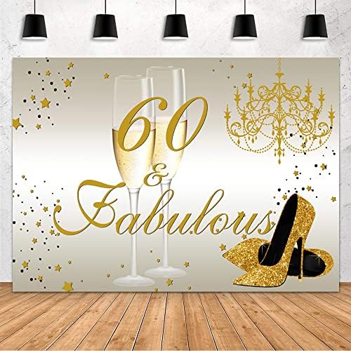 Заднината на 60 -та роденденска забава на Мехофонд за жени Декорации за роденденски забави со злато високи потпетици и шампањ