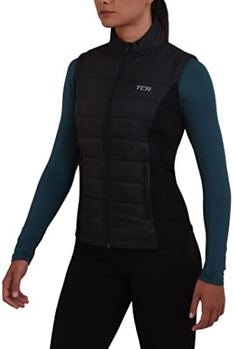 TCA Women'sенски Excel Runner Walking Walking Shilestive Thermal Padded елек со поштенски џебови