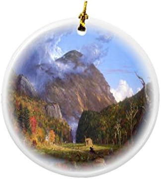 Рики Најт Томас Кол уметност Погледот на планинскиот премин дизајн круг порцелански двострани божиќни украси