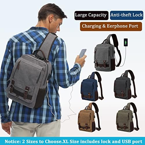 BasicPower Messenger Bag Canvas Sling Crossbody ранец лаптоп случајно патување за мажи жени