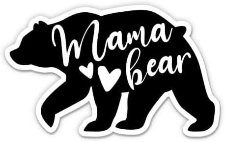 Мама мечка црна форма налепница за срце - налепница 5 лаптоп - водоотпорен винил за автомобил, телефон, шише со вода - мама