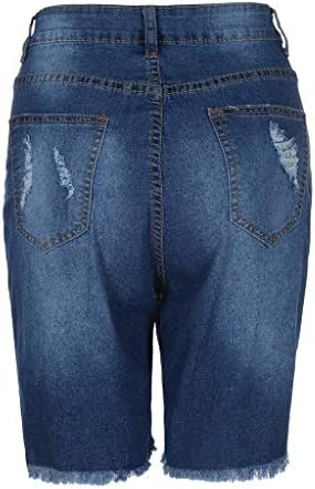 MGBD женски летни искинати тексас дизајнер на дизајнерот на фрејтирана Бермуда со џебови Обични топли панталони отсечени од