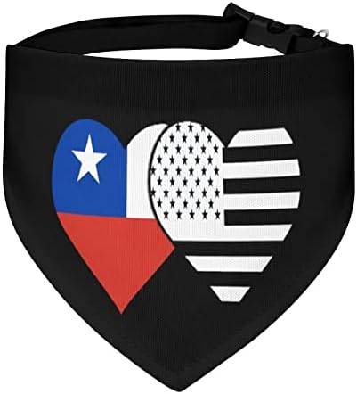 Chile и црно американско знаме кучиња бандана прилагодлива марама за миленичиња, симпатична триаголник за кучиња за кучиња мачки
