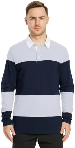 Машки голф Поло кошули со долги ракави шарени суви вклопуваат обични кошули со пик -поло, за мажи