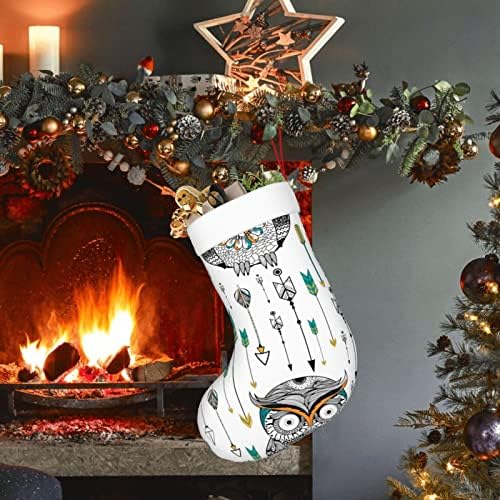 Аугенски Божиќни чорапи племенски бухо був двострана камин што виси чорапи