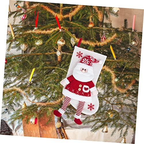 Besportble Божиќни бонбони чорапи плетени чорапи декор Болсас де Пара Божиќ третман торба Божиќно порибување торба рустикална фарма куќа што виси украси Божиќни декор?