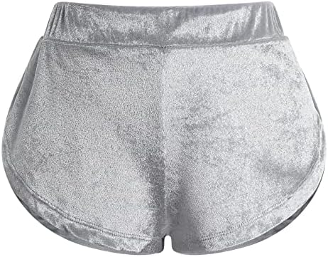 Женски кадифени шорцеви со средно издигнување јога трчаат кратки панталони жешки ривски плен шорцеви мини панталони за танцување