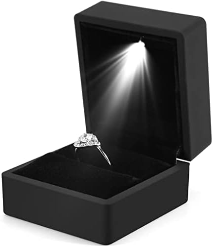 Tjlss Прстен Кутија СО LED Светло Накит Дијамант Прстен Кутија Складирање Прозрачна Свадба Прстен Накит Организатор Складирање