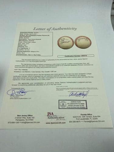 Рој Халадеј Клиф Ли Хамелс Филис Почнувајќи Бокали Потпиша Бејзбол ЏСА Коа-Автограм Бејзбол