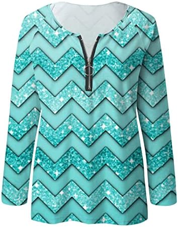 KCJGIKPOK Women'sенска мода 1/4 патент џемпер Обичен поштенски патент v врат со долг ракав пулвер лабава блуза врвови