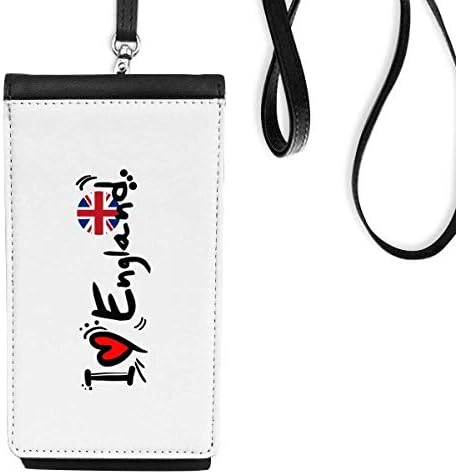 Го сакам Англија Светско знаме на срцето Телефон Телефон Паричник чанта што виси мобилна торбичка со црн џеб