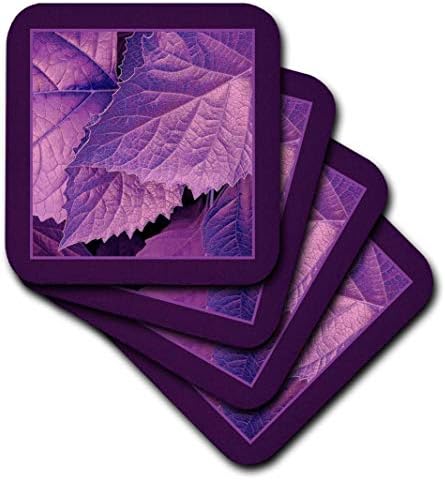 3dRose cst_33432_1 Модар Патлиџан И Кралски Виолетови Метални Лисја Со Виолетова Рамка-Меки Подлоги, Сет од 4