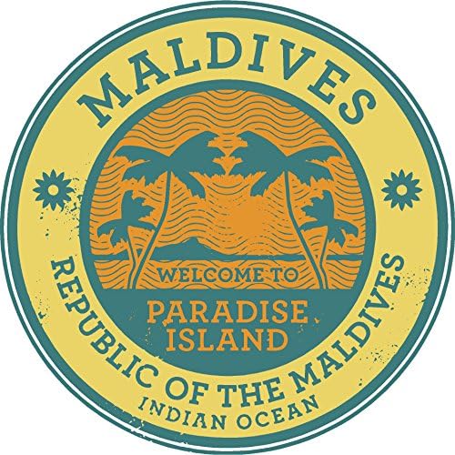 Островот на овален рајски остров Малдиви 4х4 инчи налепница ДЕЦАЛЕ ДИЕ КАТ Винил - Изработено и испорачано во САД