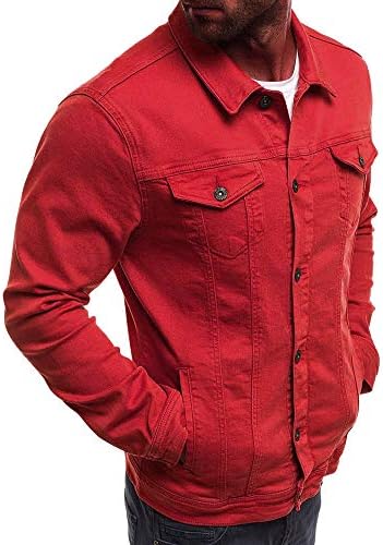 Венкомг1 машка пролет/есенска јакна со долги ракави кошули Основно копче надолу за деловно работење на надворешна облека солидна