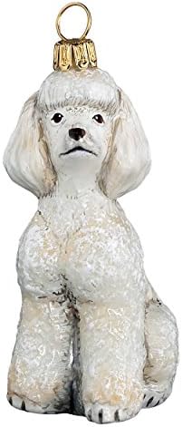 Радост на светот колекционерски украс на европско разнесено стакло миленичиња, пудлица за играчки, бела