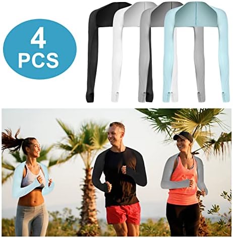 4 парчиња ладење шал ракави ракави за заштита од сонце Сонце УВ Заштита ладилник, удобни и дишени анти-УВ ракави за рака за жени со дупки за прсти за возење голф рибо?