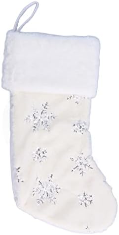 Прекрасна Декоративна Полиестерска Божиќна Чорапа Приврзок Извезена Шема На Снегулка Украси За Новогодишна Елка