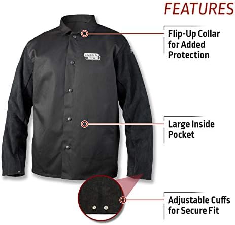 Lincoln Electric Enelective unisex Возрасен традиционален сплит кожен ракав заварување јакна, црна, голема САД