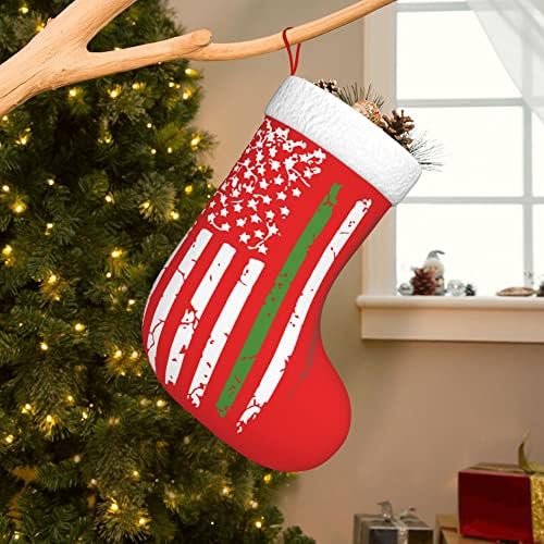 QG ZZX Божиќни чорапи со бела супер мека плишана манжетна Американско италијанско знаме Божиќни чорапи Божиќни украси порибување