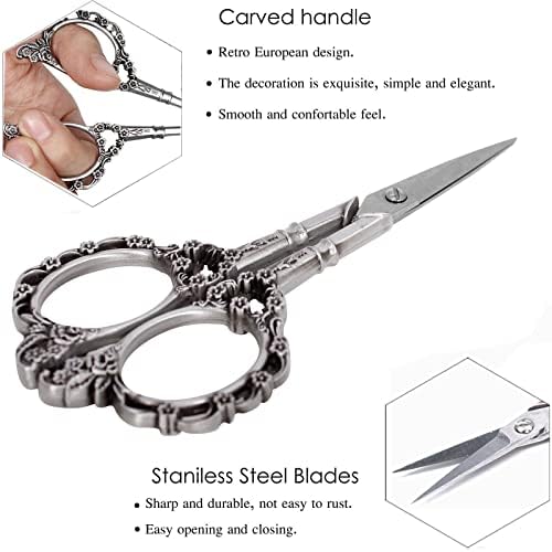 BIHRTC 2 парови за шиење везени ножици од 4,5 инчи ножици од везници од не'рѓосувачки челик остри челични челични алатки за