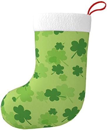 Божиќни чорапи на Аугенстер Св Патрикс Ден Шамрок Двострана камин што виси чорапи