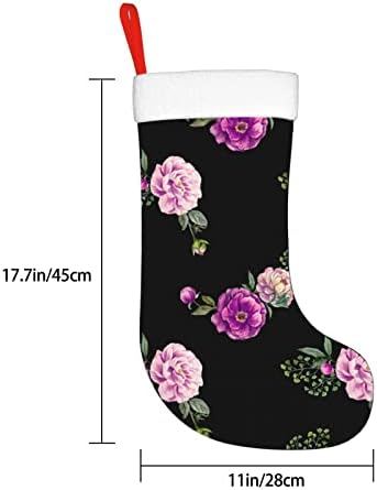 Аугенски Божиќни чорапи Акварел Виолетова цветни рози со двојно еднострано камин што виси чорапи