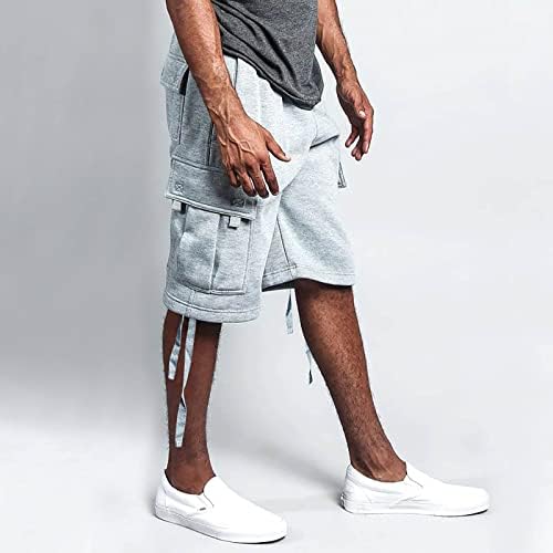 Хехоа шорцеви за мажи, мажите летни карго шорцеви лабаат обични панталони со повеќе џеб со ремен и шорцеви за џогирање на џогирање