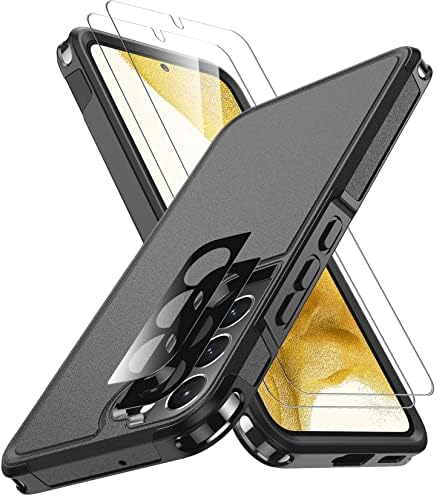 SpiderCase за Samsung Galaxy S22 Plus Case, [10 ft Заштита на пад на воената оценка], 2 пакувања [Заштитник на стаклото на стаклото+заштитник на леќи на фотоапаратот] Случај со отвор на те