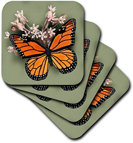 3дроза Монарх Пеперутка и Розова Млечна Трева - Меки Подлоги, Сет од 4