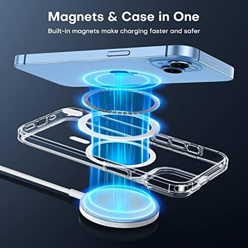 Таури 5-во-1 Магнетни Дизајниран за Iphone 14 Случај за Iphone 13 Случај [Дизајниран За Magsafe], со 2 Заштитник На Екранот +2 Заштитник На Објективот На Камерата, [Не-Пожолтување] Т