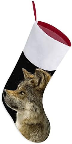 Волк глава црвена Божиќна празничка чорапи дома украси за Божиќно дрво Камино виси чорапи