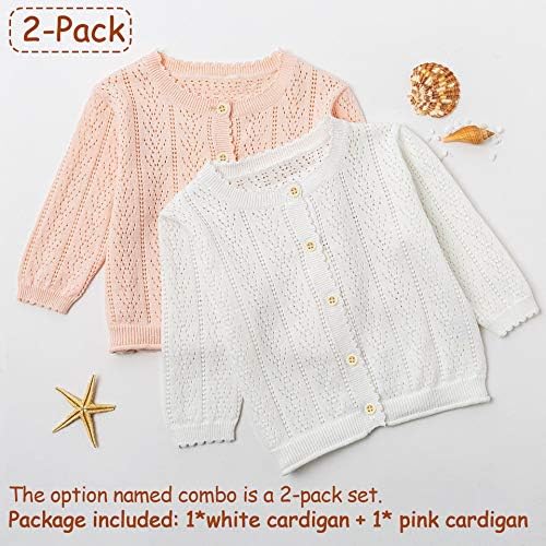 Simplee Kids бебе девојче тенок џемпер цврсти бели розови кардигани за дете 0-3 години