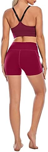 Хеланки со џебови за жени, непроирни тенки високи половини панталони за глуждот за водење велосипедска јога тренингот