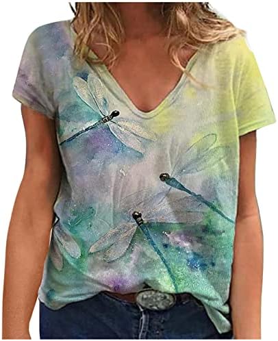 3Д кошули со змеј за жени, кратки ракави со вратот, симпатични тимови тинејџерки лабава кошула блуза летни обични пролетни врвови
