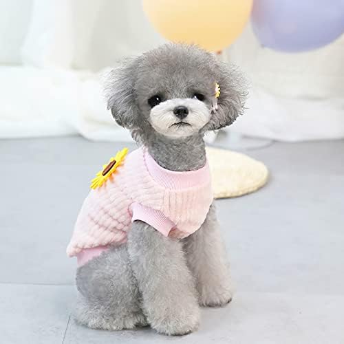 Облека за домашно милениче за средни кучиња класичен сончоглед џемпер руно топол џемпер зимска облека за миленичиња за мали