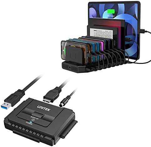 Unitek [Пакет] SATA/IDE НА USB 3.0 Адаптер и 18w &засилувач; 60w Полнење Станица