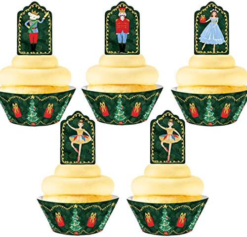 Комплет за кекс на оревчери - 24 навртки за навртки за кукавици и 24 обвивки за кекс - материјали за забави на ореви - Декорации
