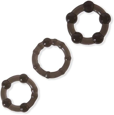 LoveHoney Triple Cock Ring Set - строги текстурирани прстени за пенис - пријателски почетници и водоотпорни - 3 пакувања - црно