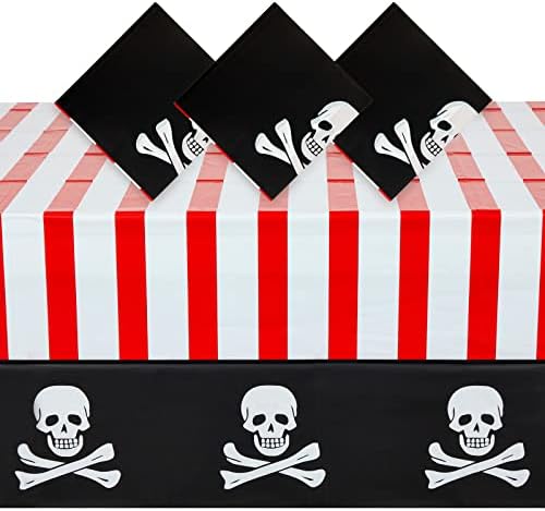 Coverувале 3 пакет пиратски табела за украси за роденденски забави, пластичен чаршав за материјали за Ноќта на вештерките