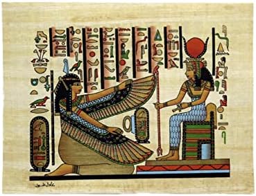Откритии египетски увоз насликани папирус - Маат и ИСИС - 7,75 инчи за 10,75 инчи
