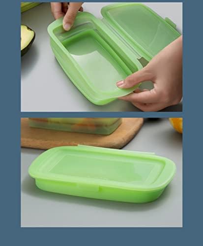YYXXDZ 2pc силиконска кутија за преклопување со капак, кутија за зачувување зеленчук и овошје силиконска кутија за преклопување,