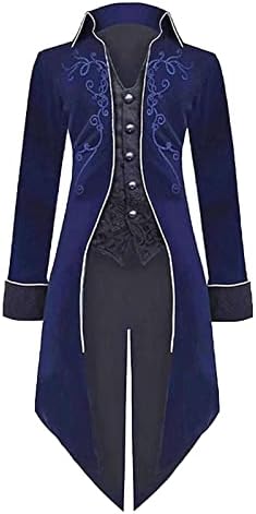 Машка гроздобер јакна од опашката, готски палто со велур, викторијански униформа Ноќта на вештерките, ретро средновековна носија