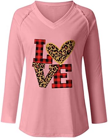 Денот На вљубените Жените Мода V - Вратот Блузи Лабава Пуловер Кошули Џемпер Љубов Писмо Срце Печатени Атлетски Блуза