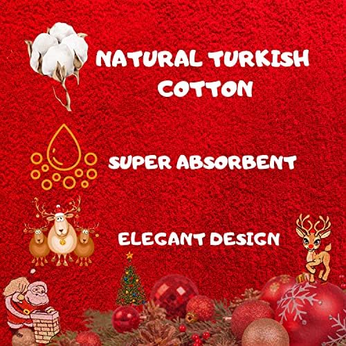 Турски Божиќни Крпи За Раце За Бања | Божиќни Кујнски Крпи, Везени Украси, Украсен Комплет Голем памук од 2 парчиња, Тоалас