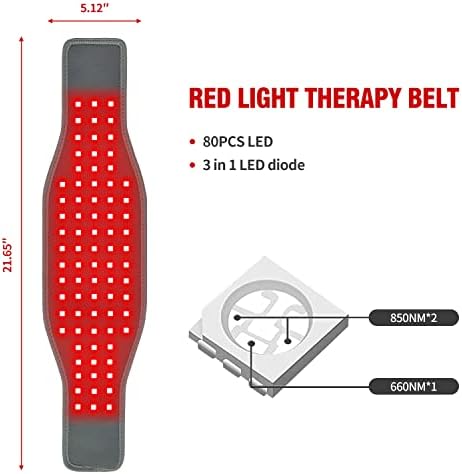 Појас за терапија со црвена светлина на Кеплан, 80 лекувања во близина на инфрацрвена светлосна терапија завиткан 660nm и 850nm